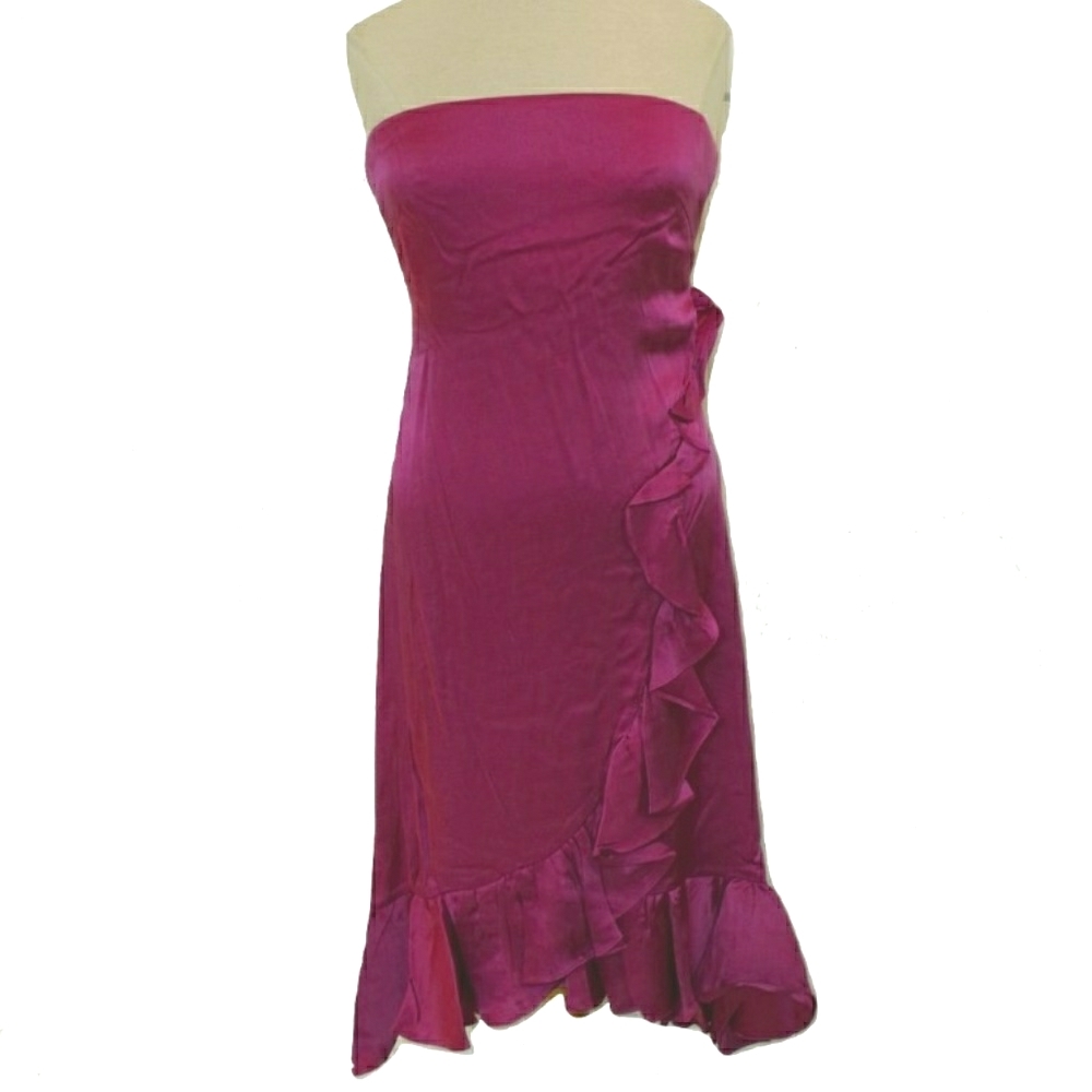 Banana Republic Strapless Ruffle Front Silk Dress- Sz. 4